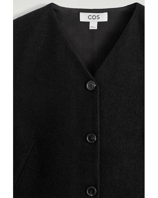 COS Black Merino Wool Buttoned Shift Mini Dress