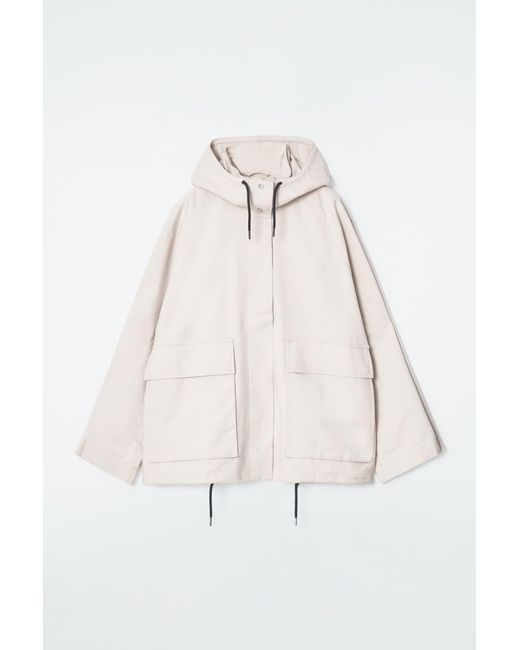 COS White Hooded Cotton Utility Jacket