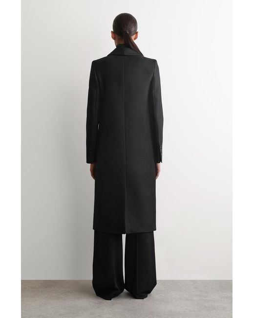 COS Black Tailored Metallic Wool-Blend Long Coat