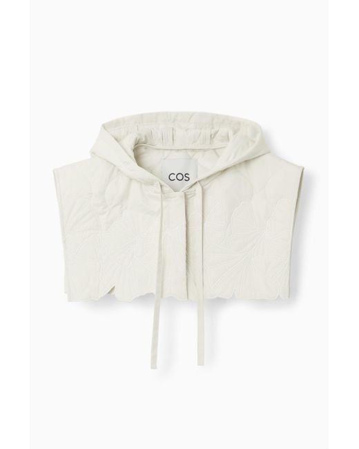 COS White Embroidered Quilted Hood