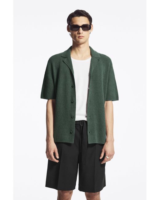 COS Green Short-sleeved Bouclé-knit Shirt for men
