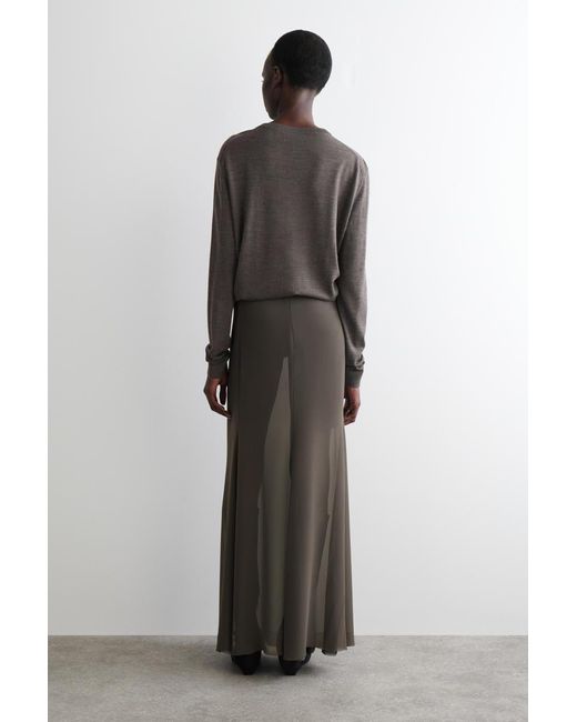COS Brown Sheer Maxi Skirt