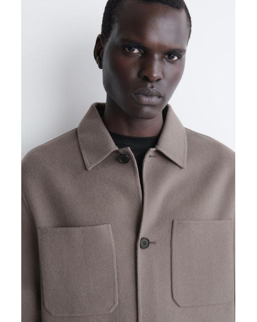 COS Brown Double-Faced Wool Overshirt for men