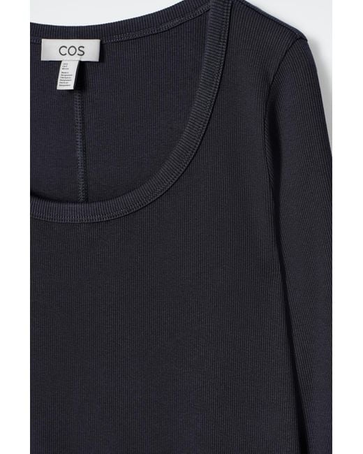 COS Black Slim Ribbed-Jersey Midi Dress
