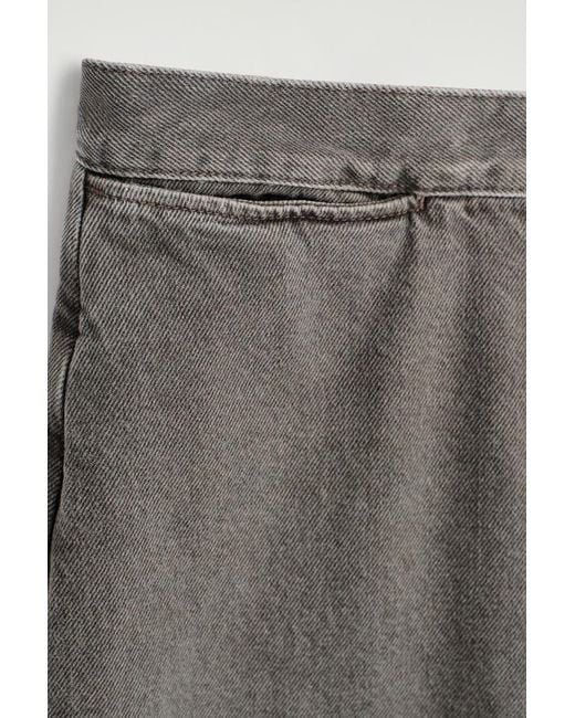 COS Gray Cropped Wide-Leg Denim Trousers