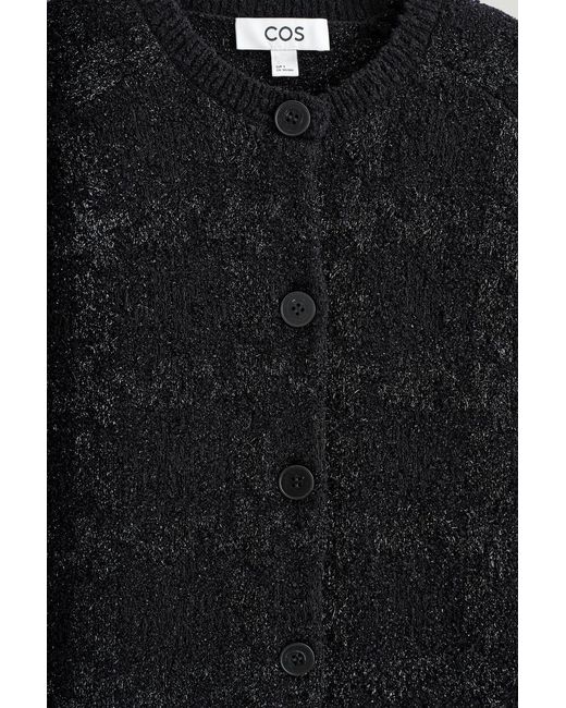 COS Black Sparkly Bouclé-Knit Cardigan