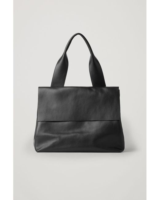 COS Black Leather Tote Bag With Strap