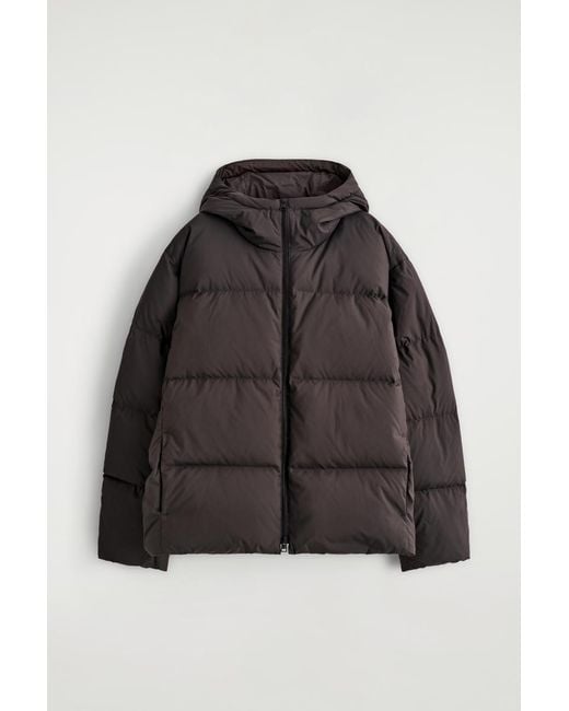 COS Black Hooded Down Puffer Jacket for men