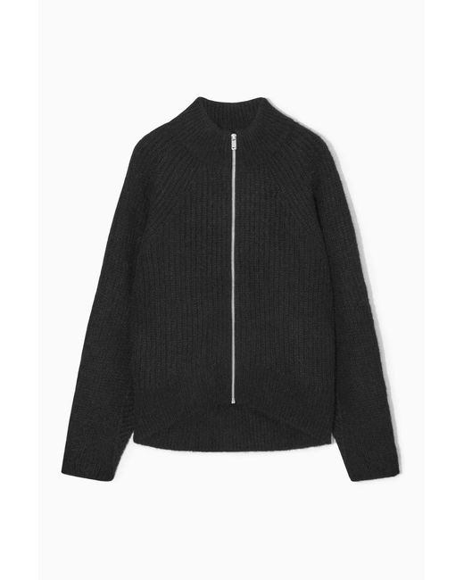 COS Black Alpaca-blend Zip-up Cardigan