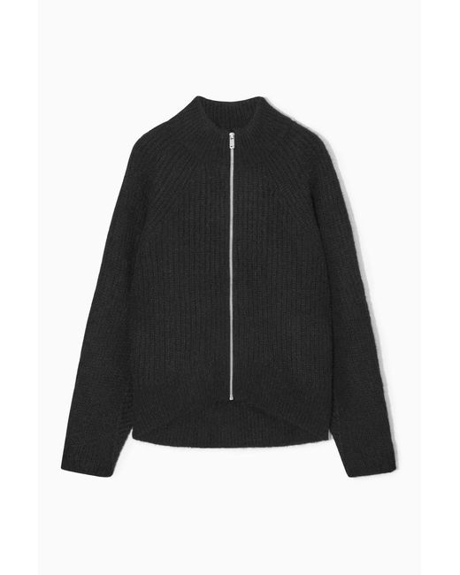 COS Black Alpaca-blend Zip-up Cardigan