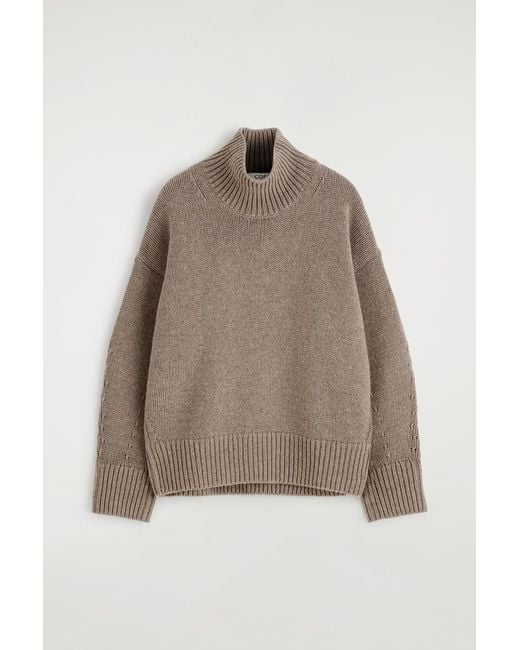 COS Natural Chunky Mock-Neck Wool Sweater