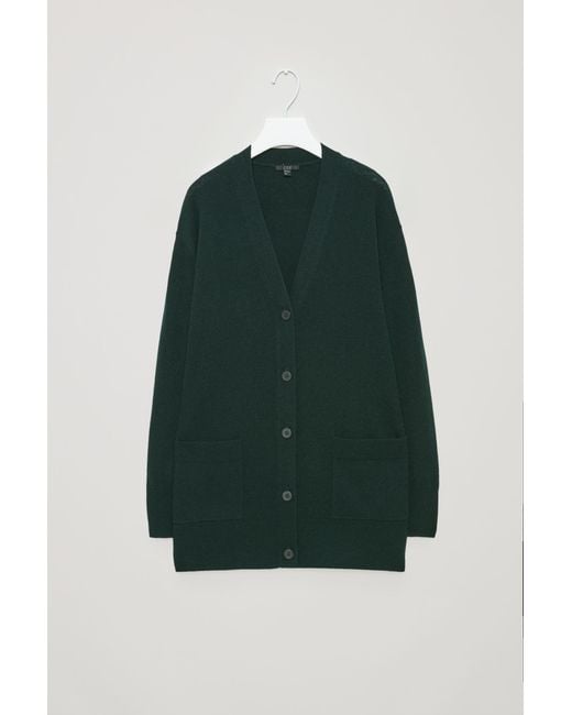 COS Speckled Oversized Wool Cardigan in Green Lyst