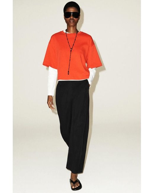 COS Red Oversized Boxy Cotton T-Shirt