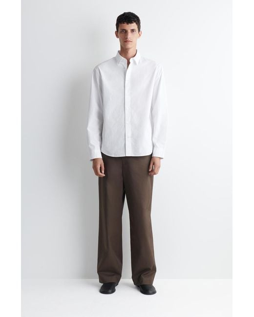 COS White Relaxed Cotton-Poplin Shirt for men
