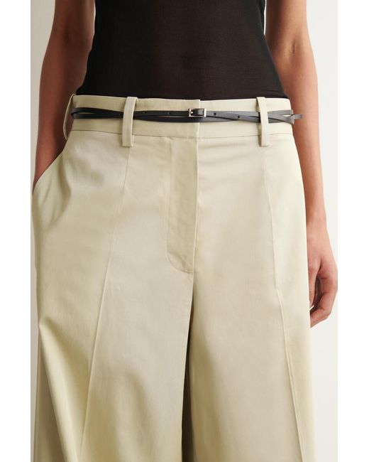 COS Natural Cotton-Twill Wide-Leg Turn-Up Pants