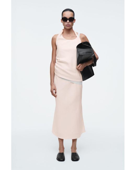 COS Pink Linen-blend Midi Column Skirt