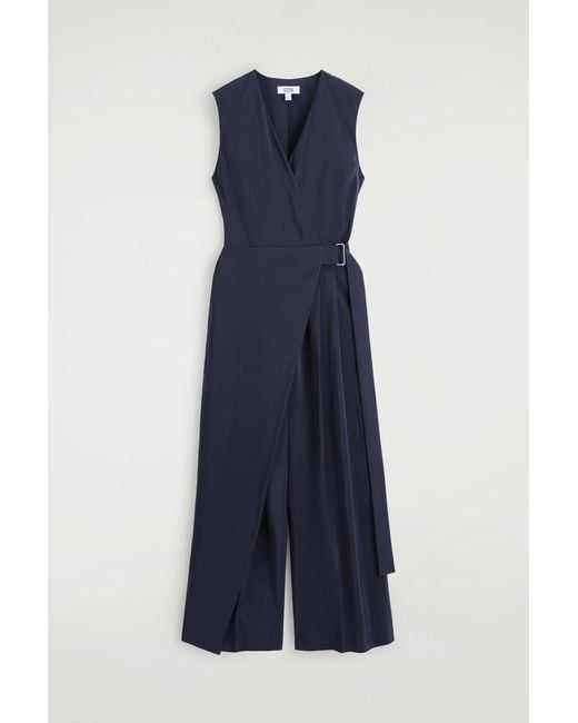 COS Blue Wrap-Front Jumpsuit