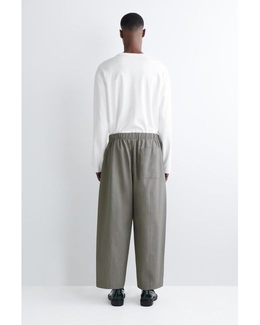 COS Gray Cotton Cropped Barrel-Leg Pants for men