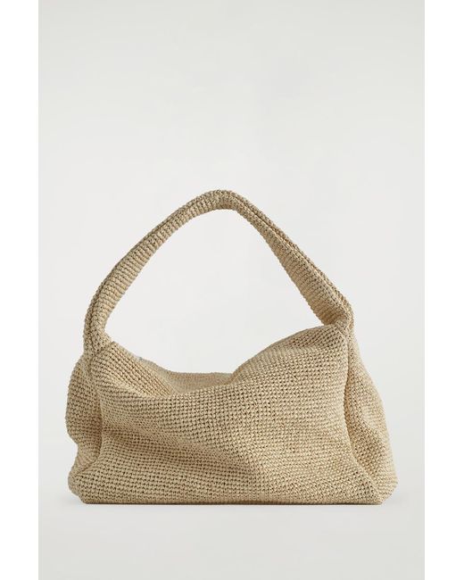 COS Metallic Slouchy Tote Bag - Raffia