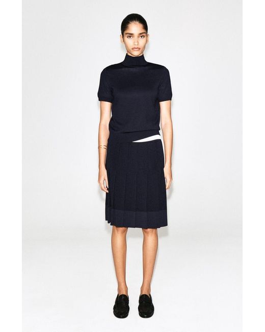 COS Blue Merino Wool Turtleneck Top