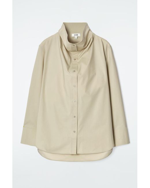 COS Natural Relaxed Funnel-Neck Shirt