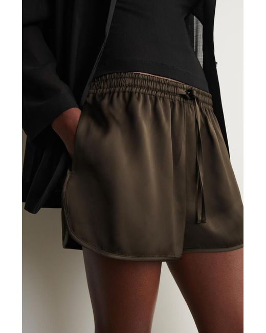 COS Black Satin Track Shorts