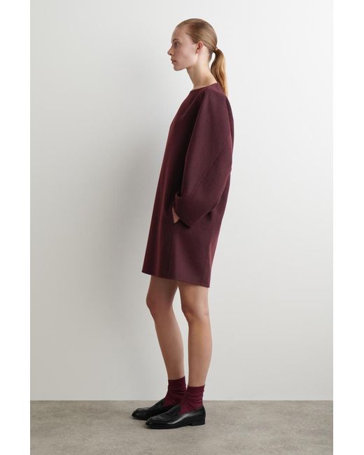 COS Purple Double-Faced Wool Mini Dress