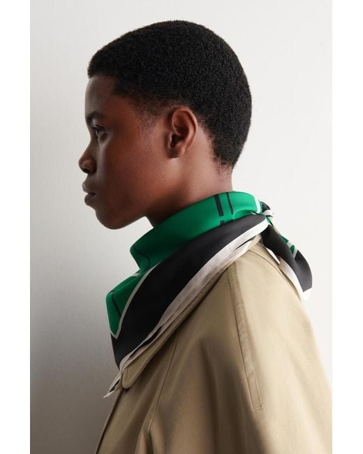 COS Green Checked Silk Scarf