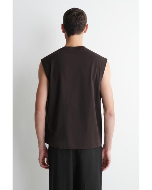 COS Black Relaxed Cotton-Crepe Tank Top for men