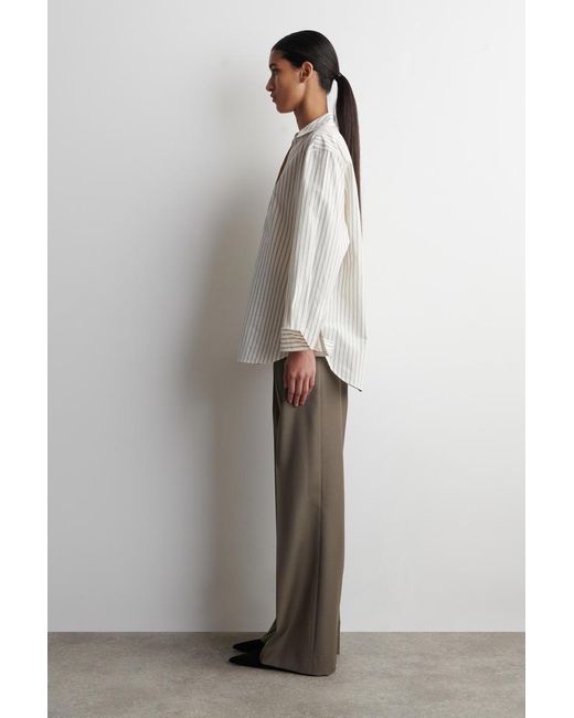 COS White Open-Collar Cotton-Poplin Shirt