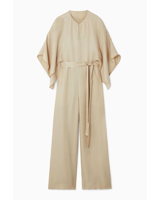 COS Natural Cape-sleeve Twill Jumpsuit