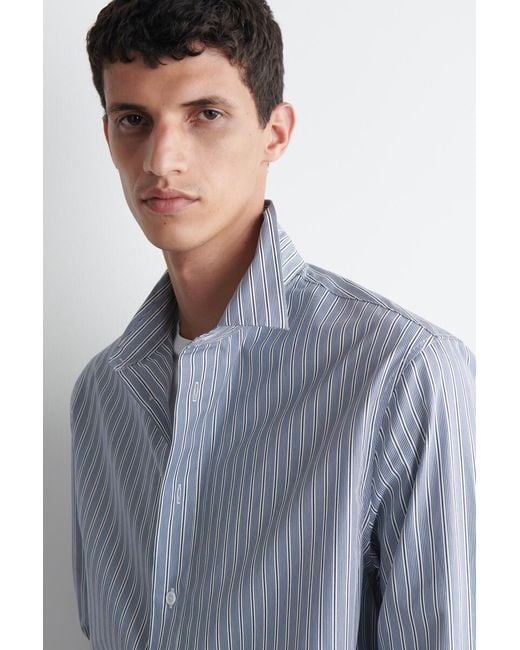 COS Blue Relaxed Striped Cotton Shirt for men