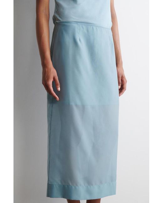 COS Blue Sheer Column Skirt
