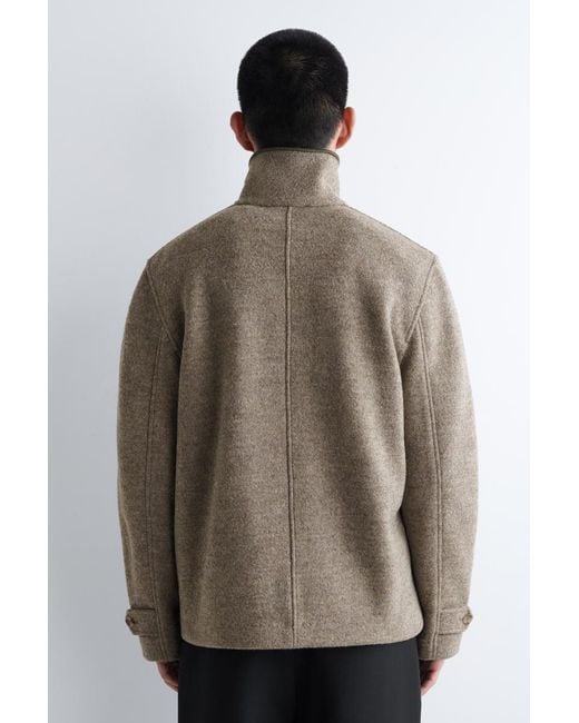COS Brown Ribbed-Collar Boiled-Wool Jacket for men
