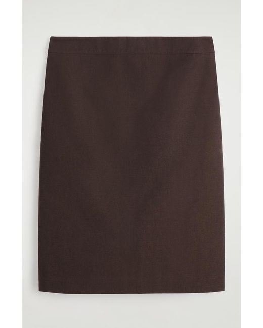 COS Brown Cotton Column Skirt