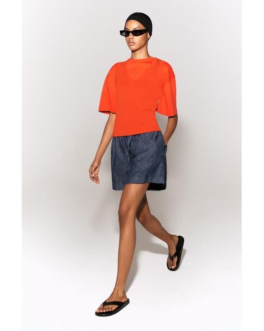 COS Blue Drawstring Denim Shorts