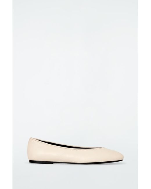 COS White Leather Ballerina Flats