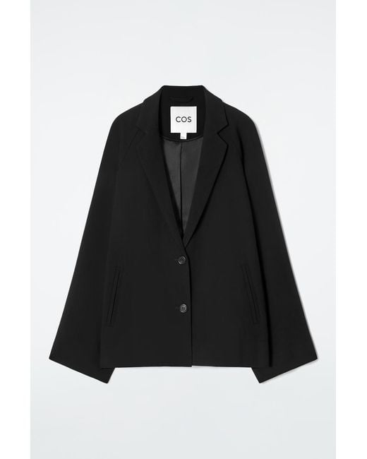 COS Black Oversized Fluid Single-Breasted Blazer