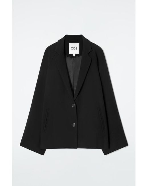 COS Black Oversized Fluid Single-Breasted Blazer
