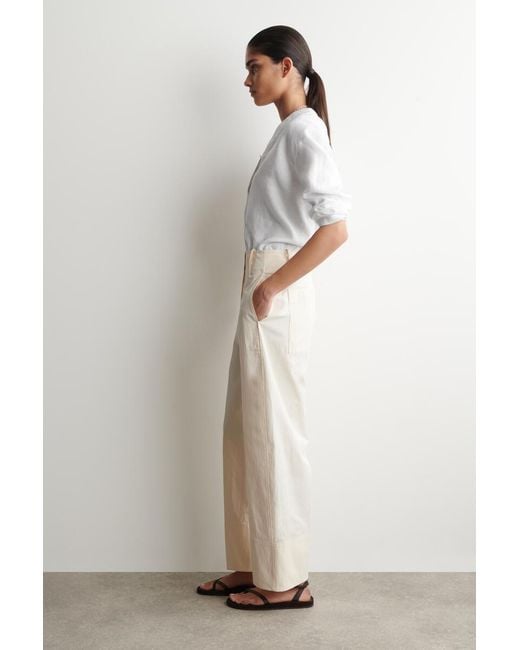 COS White Barrel-Leg Pima Cotton Pants