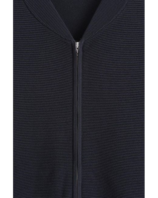 COS Blue Textured Knitted Bomber Jacket for men