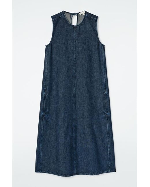 COS Blue Sleeveless Denim Midi Dress