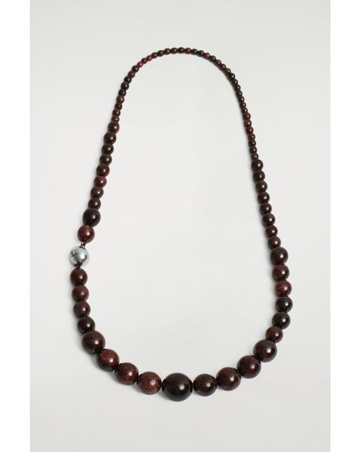 COS White Garnet Beaded Necklace