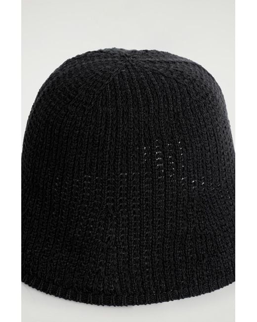 COS Black Open-Knit Bucket Hat