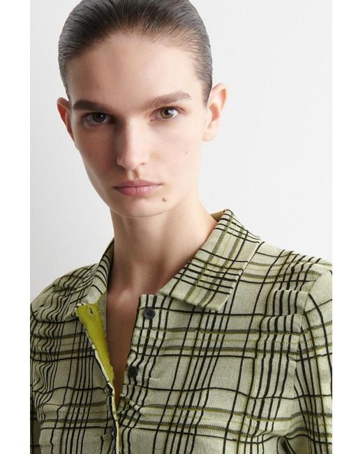 COS Green Checked Cotton-Jacquard Shirt