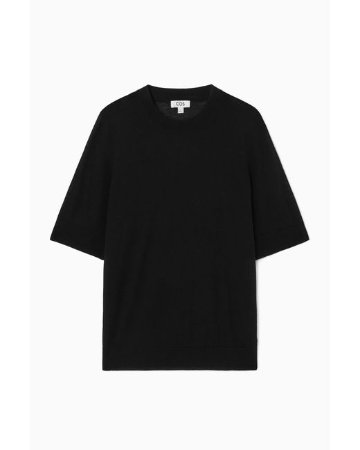 COS Black Knitted Merino Wool T-shirt