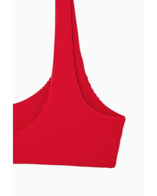 COS Red Scoop-neck Ribbed Bikini Top
