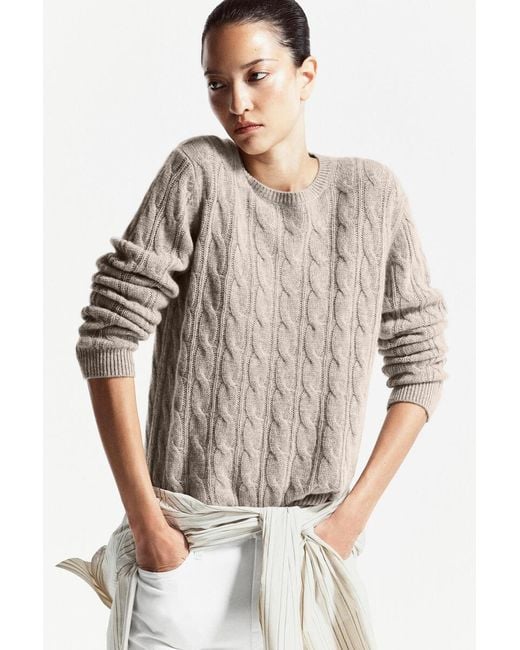 COS Natural Cable-Knit Cashmere Sweater