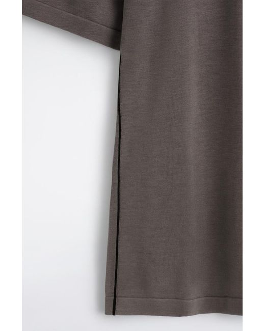 COS Gray Contrast-Tipped Silk-Cotton T-Shirt for men