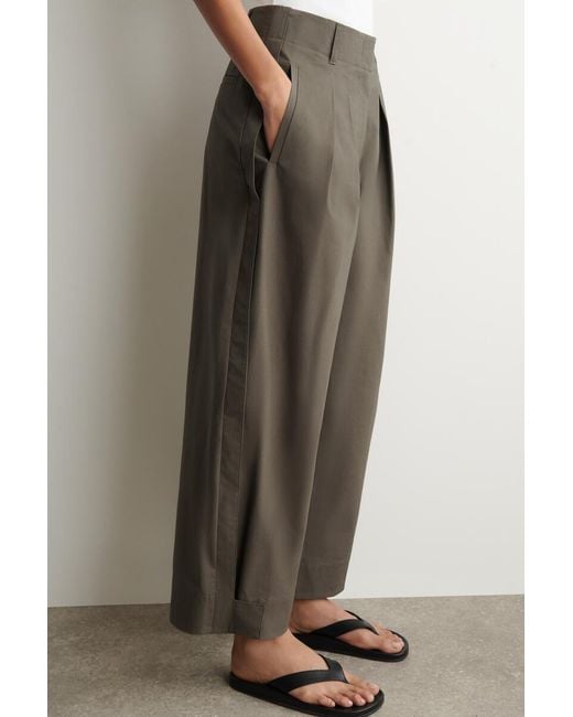 COS Natural Pleated Tapered Utility Pants